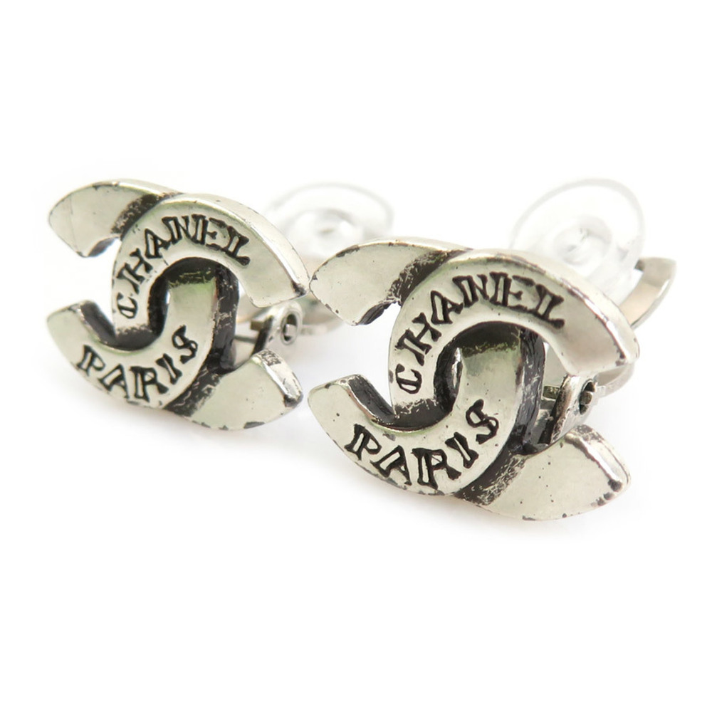 CHANEL Authentic Silver Logo Earrings - Picture 2 of 8